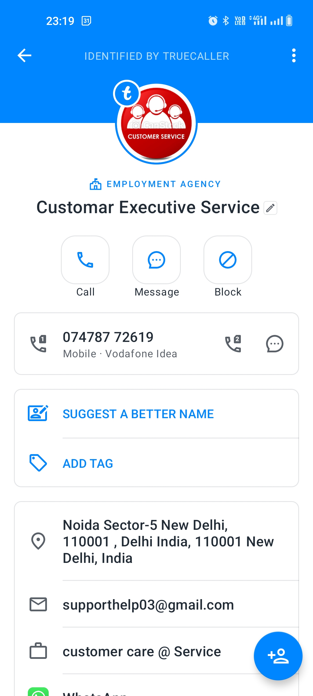 How this number shows in Truecaller